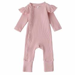 TALENTBABY Valentines Baby Mädchen Outfits 12-18 Monate Neugeborenes Frühling Strampler Einteilig Bio-Baumwolle Kleidung Ruffle Jumpsuit Baby Strampler Mädchen Daddys Mädchen Baby-Kleidung von TALENTBABY