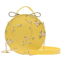 TAMALLU Bag Frauen elegante Einfache Umhängetasche Abend Spitze Frische Messenger Runde Tasche(Gelb) von TAMALLU Bag