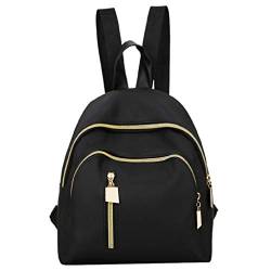 TAMALLU Frauen Leinwand Tasche Einzigartige Schulkunst Trendy Freizeit Urlaub Einfache Reißverschluss Einkaufstasche(Schwarz) von TAMALLU Bag