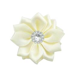 TAMUNI 4 * 9 cm 10 Stück Strass Silber Satin Blume Anstecknadel Abzeichen Blumen Corsage Satin Rose Blume/Rosen Anstecknadel Brosche Pin für Frauen Braut von TAMUNI