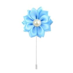 TAMUNI 4 * 9CM 10 Stück Hellblau Lila Silber Satin Blume Anstecknadel Abzeichen Blumen Corsage Perle Satin Rose Blume/Rosen Anstecknadel Brosche Pin von TAMUNI