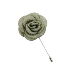 TAMUNI 5 * 10 cm 6/12 Stück Silber Falten Satin Blume Anstecknadel Abzeichen Blumen Corsage Satin Rose Blume/Rosen Anstecknadel Brosche Pin für Männer Frauen von TAMUNI