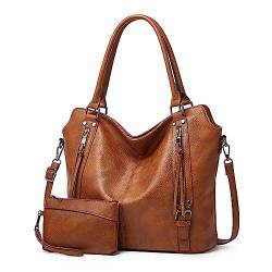 TAN.TOMI Handtasche Damen,Handtaschen Set,Umhängetasche Groß Schultertasche Frau Elegant Henkeltasche Hobo Taschen mit Abnehmbar Schulterriemen Braun. von TAN.TOMI