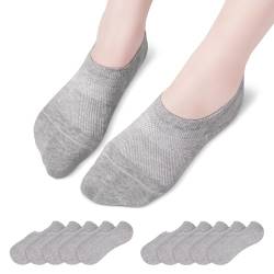 TANGCHAO 10 Paar Sneaker Socken Damen Herren, Unisex Unsichtbare Rutschfeste Atmungsaktive Sportsocken Grau 43-46 von TANGCHAO
