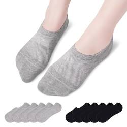 TANGCHAO 10 Paar Sneaker Socken Damen Herren, Unisex Unsichtbare Rutschfeste Atmungsaktive Sportsocken Schwarz Grau 35-38 von TANGCHAO