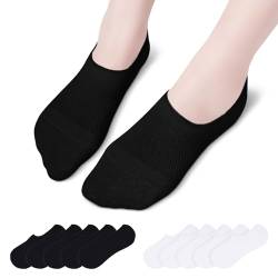 TANGCHAO 10 Paar Sneaker Socken Damen Herren, Unisex Unsichtbare Rutschfeste Atmungsaktive Sportsocken Schwarz Weiß 35-38 von TANGCHAO