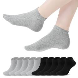 TANGCHAO 10 Paar Sneaker Socken Herren Damen SneakerSocken Sportsocken Kurzsocken Baumwolle Halbsocken, 5 Schwarz - 5 Grau 43-46 von TANGCHAO