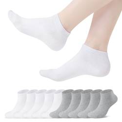 TANGCHAO 10 Paar Sneaker Socken Herren Damen SneakerSocken Sportsocken Kurzsocken Baumwolle Halbsocken, 5 Weiß - 5 Grau 35-38 von TANGCHAO