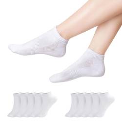 TANGCHAO 10 Paar Sneaker Socken Herren Damen Unisex Atmungsaktives Multifunktionale Baumwolle Socken Weiß 35-38 von TANGCHAO