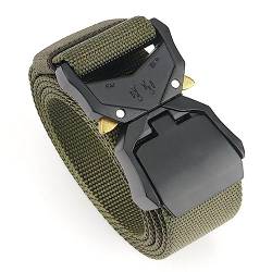 TANGCHAO Taktischer Gürtel Arbeitsgürtel Herren Militär Wandern Gürtel Breite 3.8cm Schnellverschluss Schnalle Grün 115cm von TANGCHAO