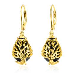 Baum des Lebens Ohrringe Hängend Silber 925 Onyx Ohrringe Baum des Lebens Ohrringe Gold Filigrane Ohrringe Boho Ohrringe Hängeohrringe Geschenke für Damen von TANGPOET