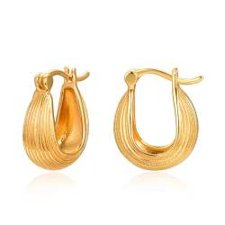 Chunky Creolen Silber 925 Creolen Gold Schale Ohrringe Hoop Creolen Chunky Gold Ohrringe Schmuck Geschenke für Damen von TANGPOET