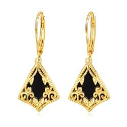 Onyx Ohrringe Damen Silber 925 Filigrane Ohrringe Gold Onyx Schmuck Damen Ohrringe Hänger Boho Ohrringe Hängeohrringe Geschenke für Damen von TANGPOET