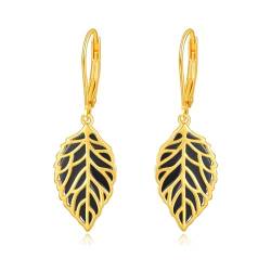 Onyx Ohrringe Silber 925 Blatt Ohrringe Hängend Gold Filigrane Boho Ohrringe Hängend Hängeohrringe Geschenke für Damen von TANGPOET