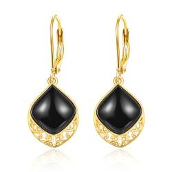 Onyx Ohrringe Silber 925 Schwarzer Onyx Ohrringe Filigrane Ohrringe Gold Onyx Schmuck Damen Ohrringe Hänger Tropfen Hängeohrringe Geschenke für Damen von TANGPOET