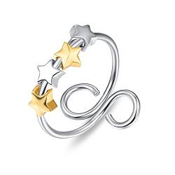 TANGPOET Angst Ringe für Frauen 925 Sterling Silber Pentagramm Beaded Angst Fidget Ring Bead Spinner Ringe Spiral Open Ring für Damen Mädchen von TANGPOET