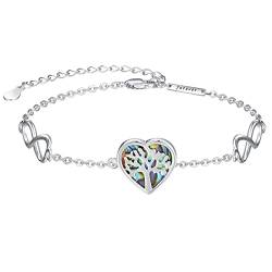 TANGPOET Baum des Lebens Armband für Frauen 925 Sterling Silber Unendlichkeit Freundschaft Armbänder, Abalone Verstellbare Lebensbaum Armband, Schmuck Geschenke für Damen Mädchen Freunde von TANGPOET