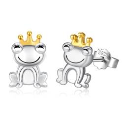 TANGPOET Cartoon Frosch Ohrringe für Damen Frauen Mädchen Sterling Silber Frosch Ohrstecker Schmuck Geschenke für Muttertag Weihnachten Valentinstag Geburtstag von TANGPOET