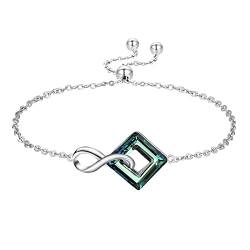 TANGPOET Echter Kristall Armband Sterling Silber Kristall Armband Damen Schmuck Unendlichkeit Armband Geschenke für Damen Mutter von TANGPOET