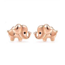 TANGPOET Elefant Ohrringe 925 Sterling Silber Kleine Elefanten Ohrstecker, Roségold Elefanten Schmuck, Geschenke für Damen Mädchen Kinder von TANGPOET