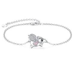 TANGPOET Fliegendes Schwein Armband Schwein Geschenk für Frauen 925er Sterlingsilber Schwein Schmuck für Frauen und Mädchen von TANGPOET