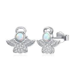 TANGPOET Katzenengel Ohrringe Mädchen Ohrringe 925 Silber Niedliches Engels Handadler Geschenk Schmuck von TANGPOET