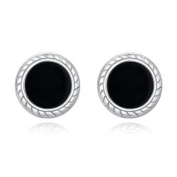 TANGPOET Ohrstecker für Herren Damen 925 Sterling Silber Schwarz Onyx Ohrring Kleine Hypoallergene Ohrringe Schmuck Valentinstag Geschenke für Jungen Mädchen von TANGPOET