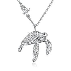 TANGPOET Schildkröten Kette Sterling Silber Schildkröte Anhänger Halskette Damen Ozean Schmuck Schildkröten Geschenke für Damen Mädchen von TANGPOET