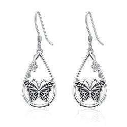 TANGPOET Schmetterling Ohrringe Hängend 925er Sterlingsilber Schmetterlingsohrringe für Mädchen Frauen Tierohrringe Damen Schmetterling Schmuck von TANGPOET