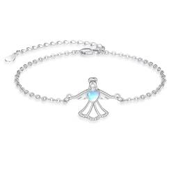 TANGPOET Schutzengel Armbänder Engel Armbänder 925 Sterling Silber Armbänder für Frauen Mädchen Engel Schmuck Geschenke Verstellbare Kette von TANGPOET