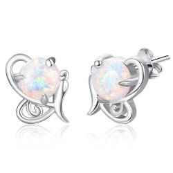 TANGPOET Sterling Silber 925 Schmetterlingsflügel Ohrringe für Damen Schmetterling Weiße Opal Ohrstecker für Mädchen Hypoallergene Ohrstecker-Ohrringe Schmuck Geschenk für Sie von TANGPOET