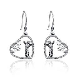 TANGPOET Tropfen Ohrringe Sterling Silber 925 Giraffe Hängende Ohrringe Hängend Ohrhänger Hängeohrringe Schmuck Geschenke für Frauen Damen Mädchen Tochter Mutter von TANGPOET