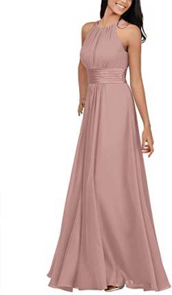 TANPAUL Chiffon Abendkleider A-Linie Brautjungfernkleider Cocktailkleid Festkleider Blush 38 von TANPAUL