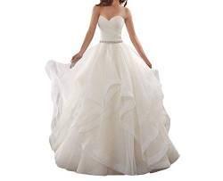 TANPAUL Trägerlos Herzausschnitt Brautkleid mit Schleppe Hochzeitskleid Abendkleid Weiß 38 von TANPAUL