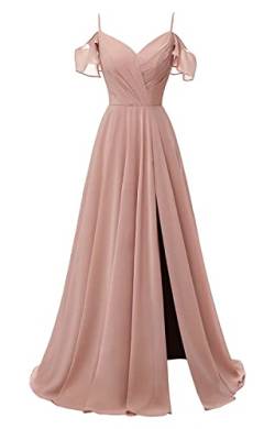 TANPAUL V-Ausschnitt Brautjungfernkleiderer Chiffon Spaghettiträger Abendkleid mit Schlitz Rot 48 von TANPAUL