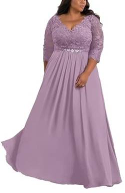 TANPAUL V-Ausschnitt Brautmutterkleider Spitze Applikationen Chiffon Gastkleider Abendkleid Wisteria 54 von TANPAUL