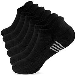 Sneaker Socken Herren Damen, Anti-Rutsch Baumwolle Socken, Low-Cut Sportsocken Laufsocken, Sommer Atmungaktive Tennissocken Für Outdoor Sport 6 Paar, Winter Thermo Arbeitssocken, Schwarz Größe S 35-38 von TANSTC