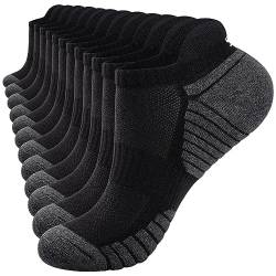 Sneaker Socken Herren Damen 39-42, Baumwolle Atmungsaktives Füßlinge Tennissocken Laufsocken Unisex, Sommer Anti-Rutsch Kurz Wandersocken Kuschelsocken Herrensocken Männer, Schwarz 6 Paar M, Geschenke von TANSTC