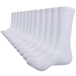 TANSTC Arbeitssocken Herren Damen 47-50 Atmungsaktiv Elastizität Sportsocken Laufsocken Tennissocken Winter Wärme Bequem Rennrad Sneaker Socken Baumwolle Fahrradsocken Funktionssocken Weiß 6 Paar von TANSTC