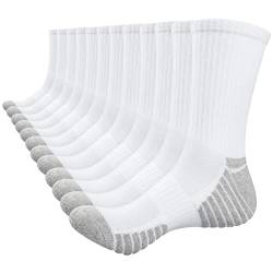 TANSTC Baumwolle Herrensocken 47-50 Atmungsaktiv Elastizität Sneaker Socken Herren Damen Rutschfest Bequem Dicke Arbeitssocken Wandersocken Füsslinge Sportsocken Für Fitness Laufen, Weiß 6 Paar von TANSTC