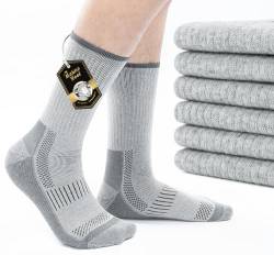 TANSTC Merino Wintersocken Thermosocken Damen 35-38, Atmungsaktiv Wandersocken Sportsocken Herren Professionell Gepolstert Arbeitssocken Tennissocken, Geburtstagsgeschenk Frauen Männer, 3 Paar Grau S von TANSTC