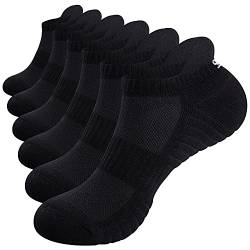 TANSTC Sneaker Socken Männer Frauen 39-42 Baumwolle Atmungsaktives Füßlinge Tennissocken Laufsocken Unisex Sommer Anti-Rutsch Kurz Wandersocken Kuschelsocken Herrensocken Schwarz 6 Paar M Geschenke von TANSTC