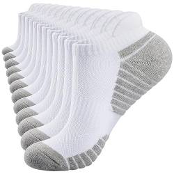 TANSTC Socken Herren Damen 43-46, Classic Crew Baumwolle Füßlinge Wintersocken Tennissocken Unisex, Low-Cut Business Sneaker Socken Arbeitssocken Wandersocken, Weiß 6 Paar, L von TANSTC