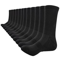 TANSTC Sportsocken Herren Damen 39-42, Baumwolle Dicke Wandersocken Herrensocken Für Joggen Laufen Gymnastik Erholung, Klassischer Casual Business Arbeitssocken Tennissocken Unisex, Schwarz 6 Paar von TANSTC