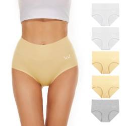 TANSTC Unterhosen Damen Unterwäsche Weich Baumwolle, 5er Pack Unterwäsche Frauen, Stretch Hohe Taille Panties Damen, Atmungsaktive Sexy Slip Damen, Hipster Damen Tochter Als Geschenk Erhältlich, XXL von TANSTC