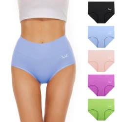 TANSTC Unterhosen Damen Unterwäsche Weich Baumwolle, 5er Pack Unterwäsche Frauen, Stretch Hohe Taille Panties Damen, Atmungsaktive Sexy Slip Damen, Hipster Damen Tochter Als Geschenk Erhältlich, XS von TANSTC