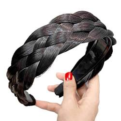 4.5cm Perücke Haarband ,Twist Braid Breite Haarbänder ,Bohemian Einstellbare Stirnband Lünette Kopfbedeckung Mädchen Zopf Haar Zubehör Stirnband Hochkopfpressung (Schwarz) von TAOZHIYAO