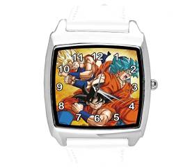 Armbanduhr, Leder, quadratisch, für Anime-Fighters-Fans, Weiß von TAPORT