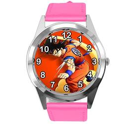 Armbanduhr für Anime-Fighters-Fans, Leder, rund, Hot Pink von TAPORT