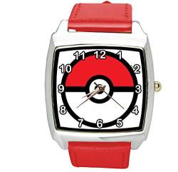 Quadratische Uhr aus rotem Leder für Taschenmonster-Fans von TAPORT